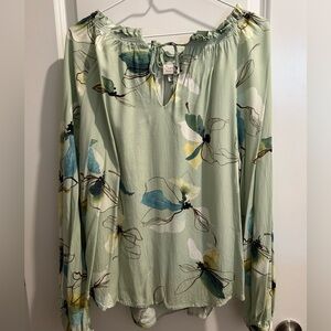 A New Day Green Floral Blouse